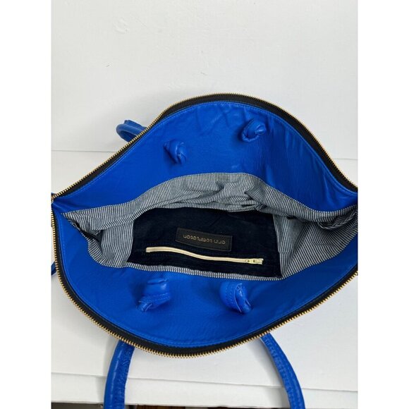 NEW Erin Templeton Rhombus Electric Blue Leather Shoulder Bag Zip Top - Picture 5 of 6